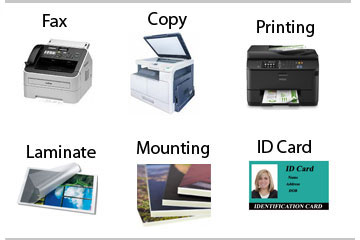 Copy, fax, printing, laminating, photo id card and mounting services